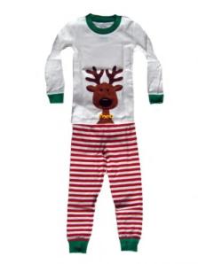 Sara's Prints Red/White Reindeer Screen Print Christmas Pajamas